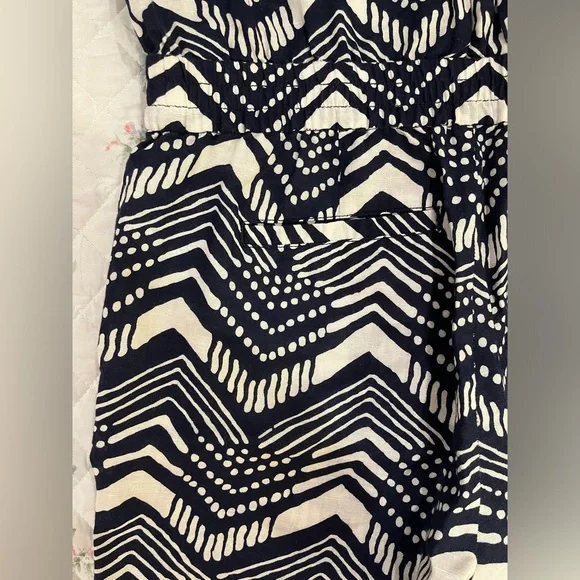 J. Crew Linen Cotton V-Neck Zig Zag Sleeveless Jumpsuit size 2 - Picture 11 of 12